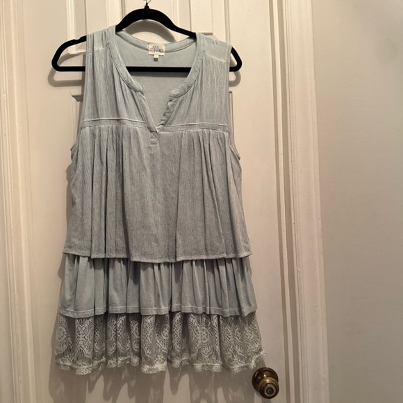 Ava James Tops - Ava James L Light Blue Empire V-Neck Cottagecore Feminine Top